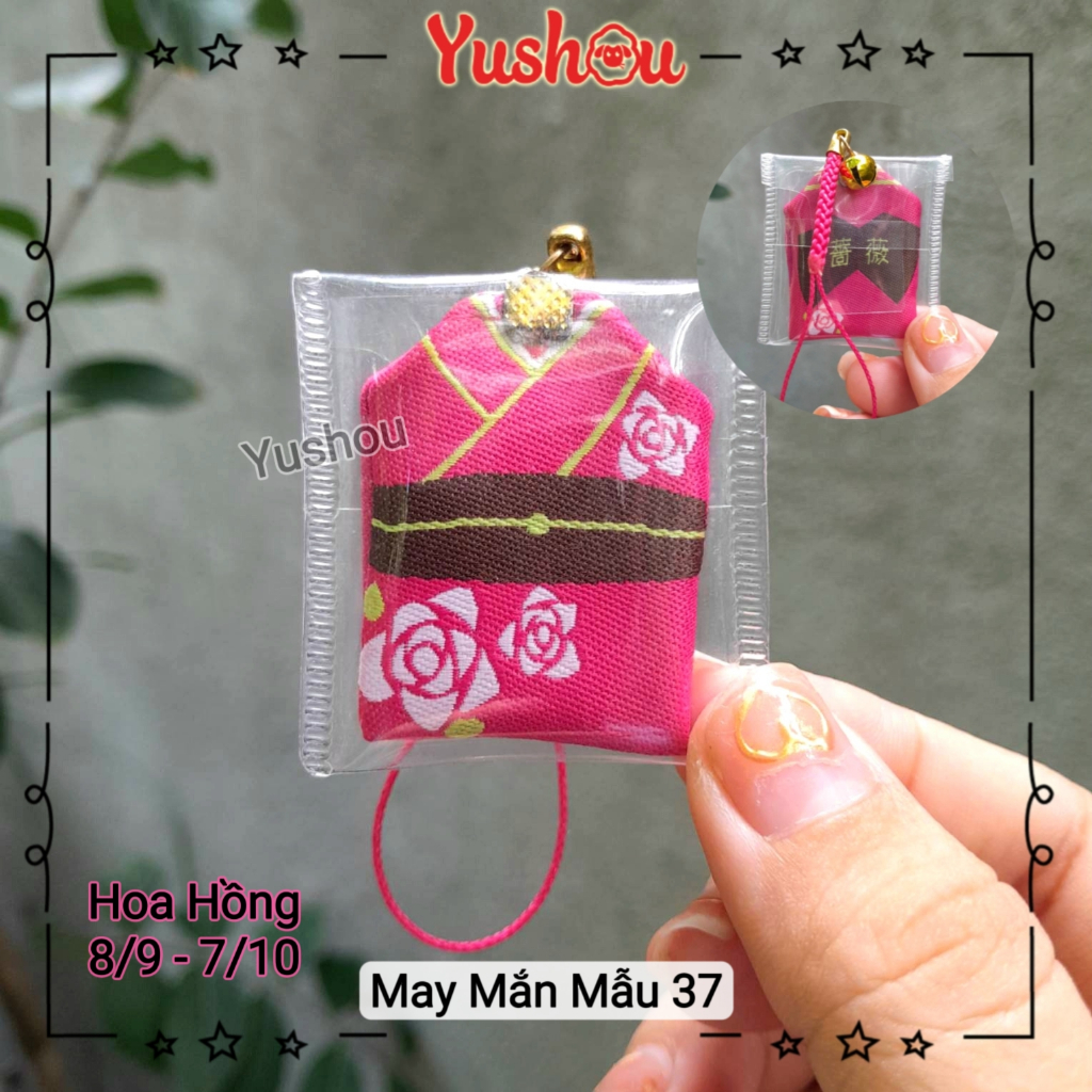 Túi Phước Yushou May Mắn Hoa Hồng - Kiểu Omamori Nhật, Có sẵn, Quà tặng ý nghĩa.