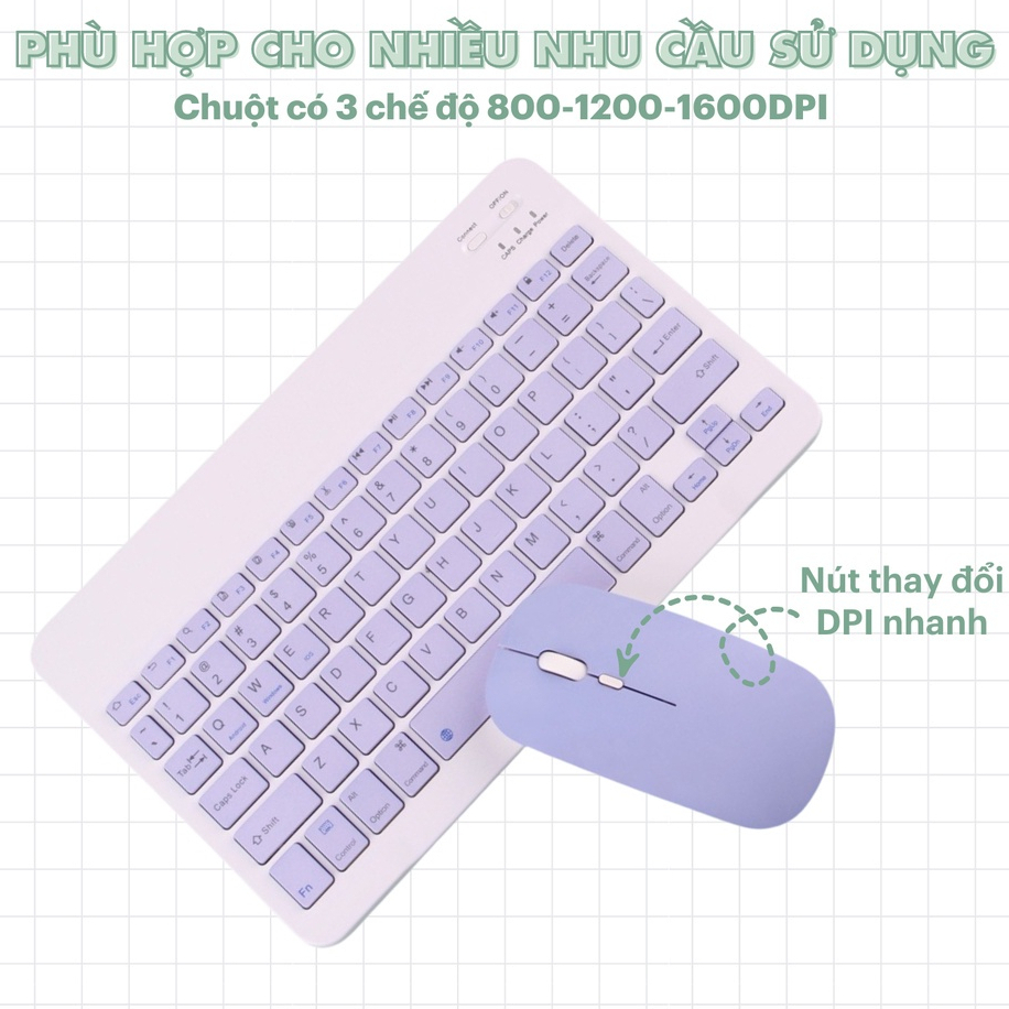 Combo chuột và bàn phím GrownTech bluetooth không dây size mini cho máy tính bảng, tablet , laptop