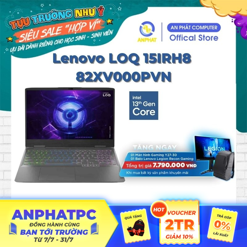 [Mã ELCL12 giảm 12% đơn 10TR] Laptop Lenovo LOQ 15IRH8 82XV000PVN (Intel Core i5-13420H | RTX™ 4050 6GB)