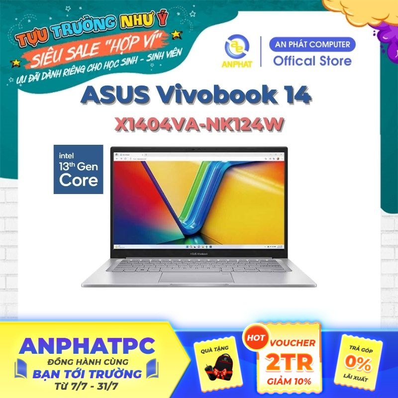 [Mã ELCL12 giảm 12% đơn 10TR] Laptop Asus Vivobook 14 X1404VA-NK124W (Core i3-1315U & 14 inch FHD)