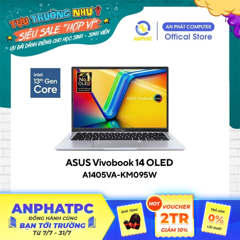 [Mã ELCL12 giảm 12% đơn 10TR] Laptop Asus Vivobook Pro 14 OLED A1405VA-KM095W (Core i5-13500H & 14 inch 2.8K OLED)