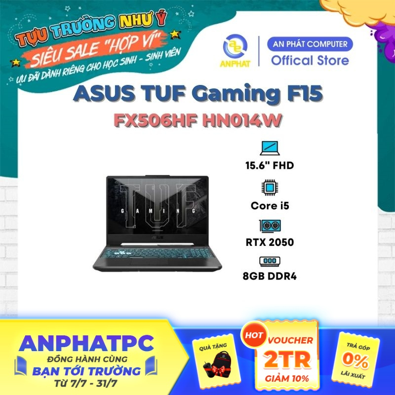 [Mã ELCL12 giảm 12% đơn 10TR] Laptop ASUS TUF Gaming F15 FX506HF HN014W (Core i5-11400H | RTX 2050 4GB)