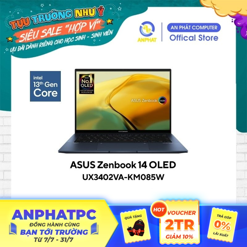[Mã ELCL12 giảm 12% đơn 10TR] Laptop Asus Zenbook 14 OLED UX3402VA-KM203W (Core I5-1340P & 14 inch OLED WQXGA+)