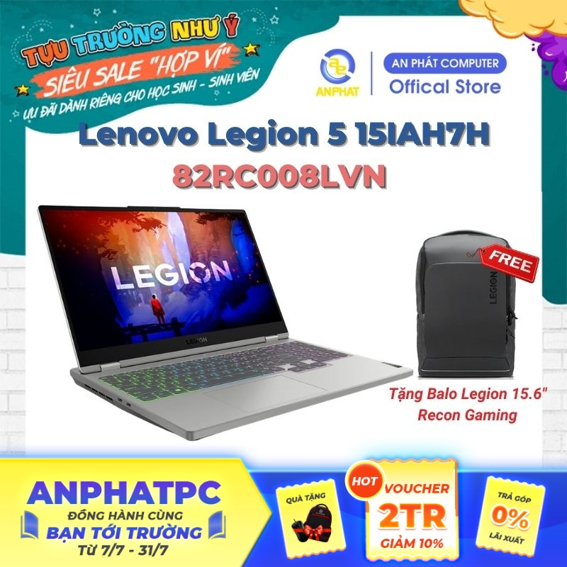 [Mã ELCL12 giảm 12% đơn 10TR] Laptop Lenovo Legion 5 15IAH7H 82RC008LVN (Core i5-12500H + RTX 3050)