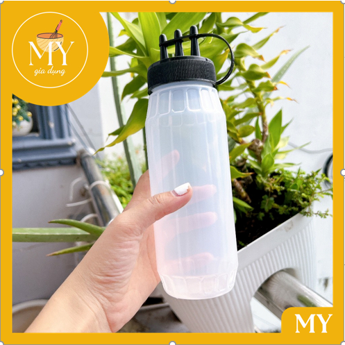 Chai nhựa đựng sốt 3 ĐẦU tách rời có nắp có chia vạch - bình tương 3 đầu