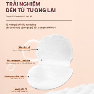Hộp 20 miếng dán thấm hút dính dưới nách áo ngăn đổ mồ hôi chính hãng Mapiua, mỏng nhẹ, khử mùi hôi.