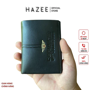Ví da mini đứng không viền Da Bò cao cấp HAZEE nhỏ gọn gập đôi đựng thẻ kích thước 9 cm x 12cm H0