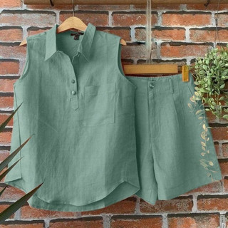 Bộ Đũi Quần Cộc, Áo Sát Nách Chất Vải Đũi Cao Cấp - SN