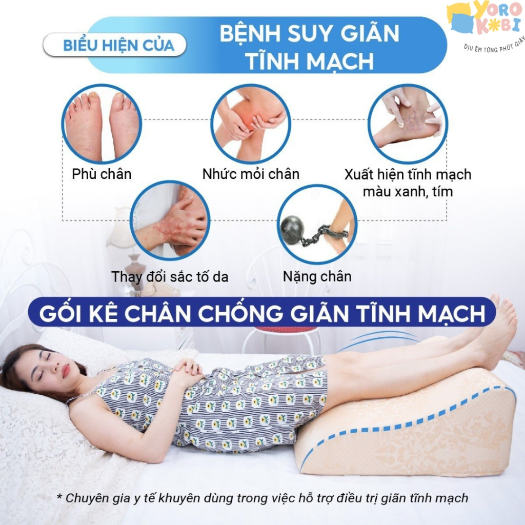 Gối kê chân hỗ trợ điều trị suy giãn tĩnh mạch thương hiệu Yorokobi- Chính hãng
