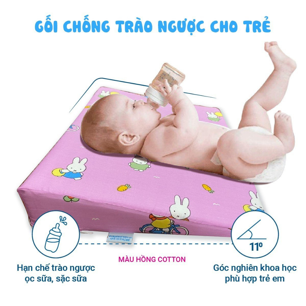 Gối chống trào ngược cho bé, chống trớ, ợ hơi Yorokobi - Nhiều màu- Kích thước 38x52x8cm