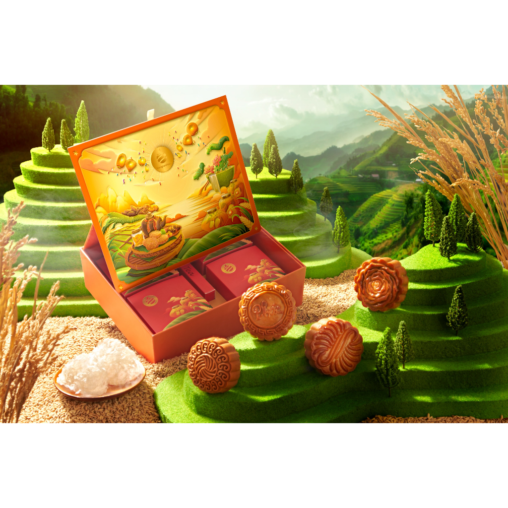 Set Bánh Trung Thu Hạnh Phúc Nonglamfood | Hộp 4 bánh 1 trà lài