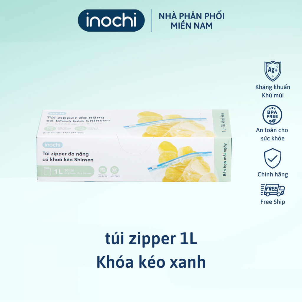 Túi zip đựng thực phẩm, bảo quản bánh kẹo trong suốt Inochi tự hủy sinh học, an toàn tối đa