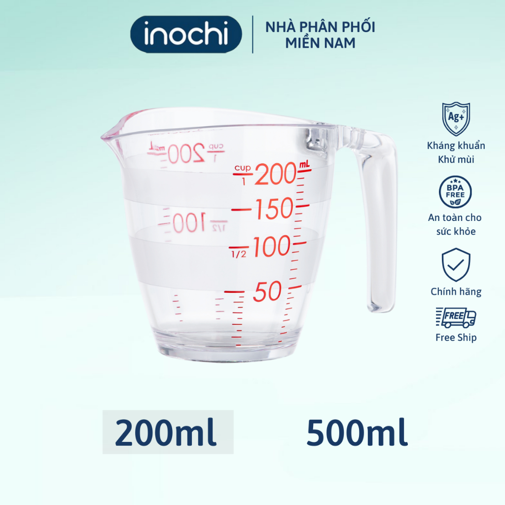 Ảnh Cốc đong Inochi 200ml - 500ml Chịu nhiệt 140 độ C, an toàn khi sử dụng 1