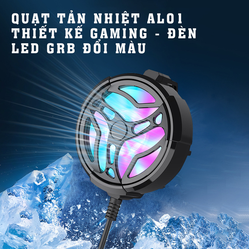 Quạt Tản Nhiệt Điện Thoại Giá Rẻ AL01 Có Đèn LED RGB