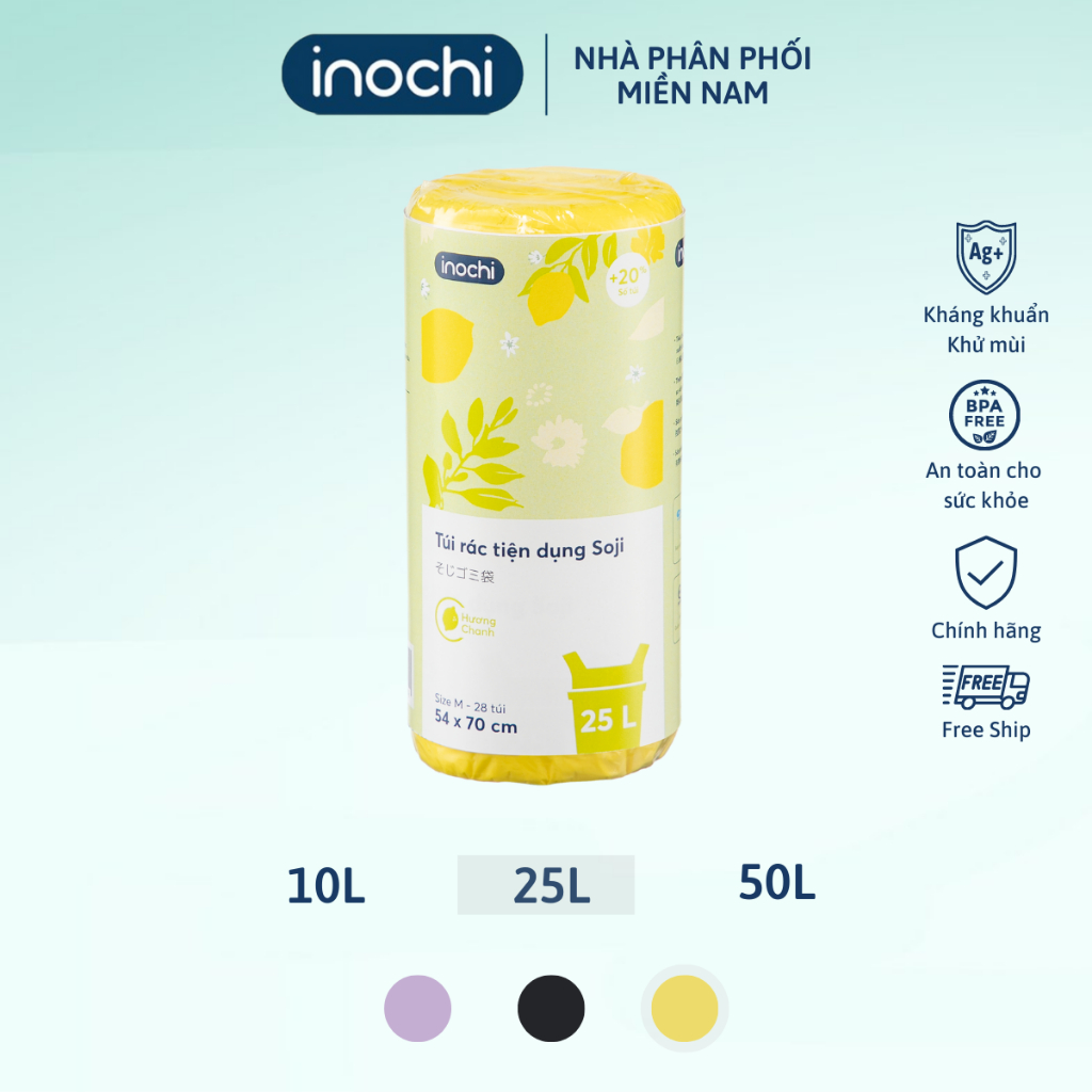 Túi rác tiện dụng Inochi Soji Nhật Bản, Hương Chanh, có quai xách ...