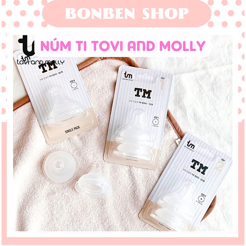 Núm ti Silicon Tovi and Molly chính hãng 2 van thoát khí lắp vừa Green Moy BONBENSHOP