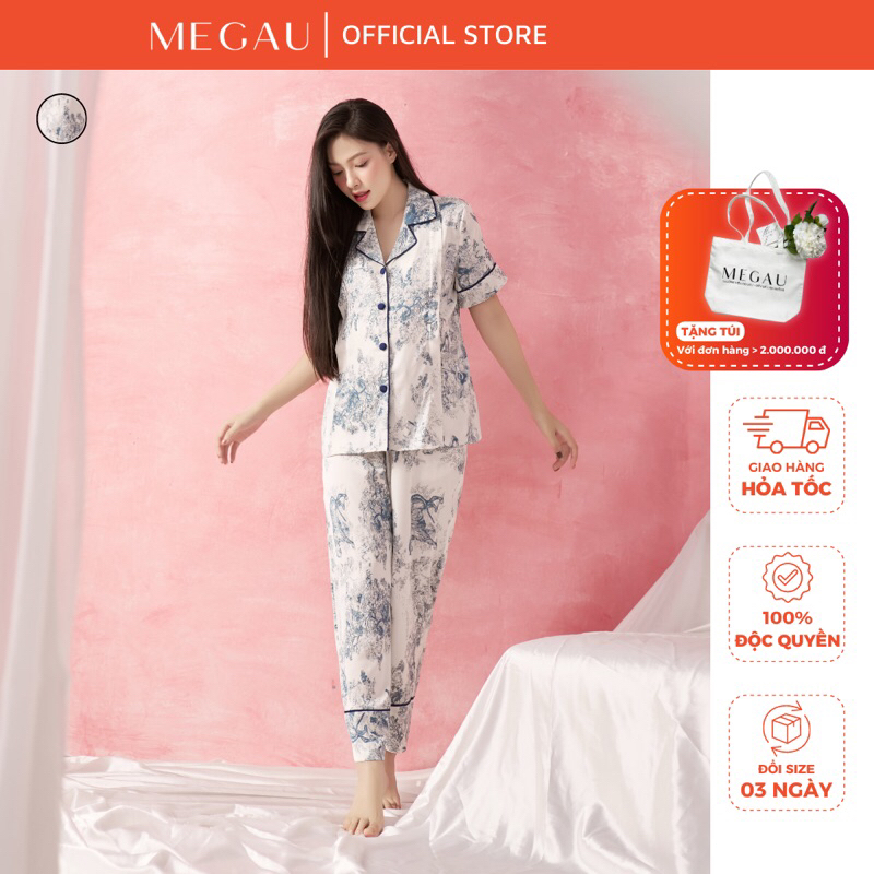 CHRISTIAN – Set đồ ngủ áo cộc quần dài dành cho mẹ bầu và sau sinh thương hiệu MEGAU spe