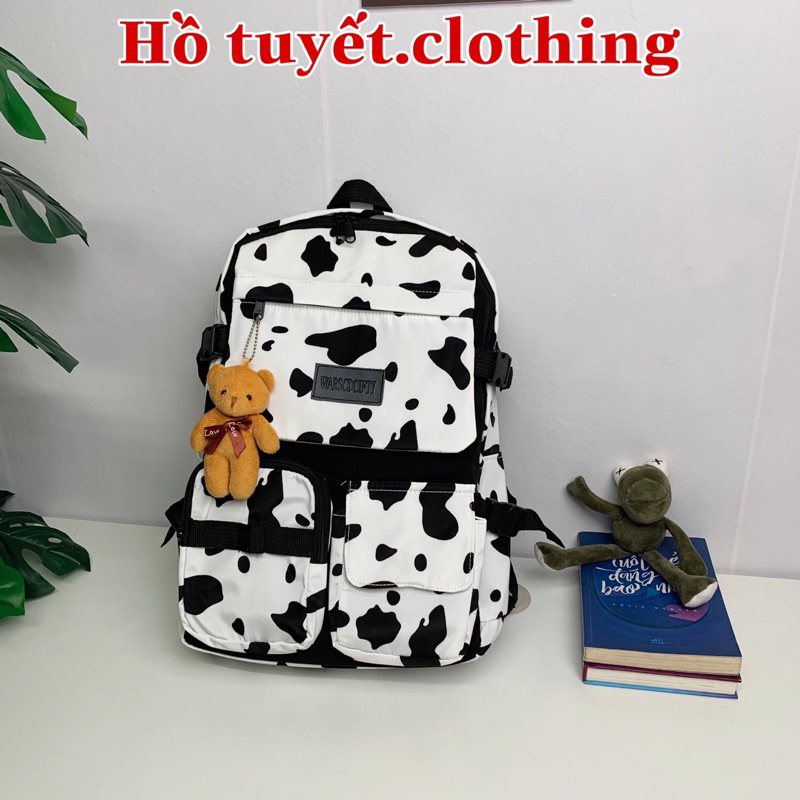Balo bò sữa đi học cặp học sinh unisex có ngăn đựng laptop phong cách Ulzzang Hàn Quốc BZ 90