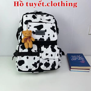 Balo bò sữa đi học cặp học sinh unisex có ngăn đựng laptop phong cách Ulzzang Hàn Quốc BZ 90