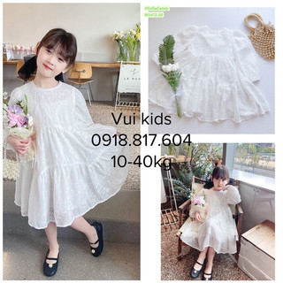 (Ảnh thật) Đầm trắng thêu tay lở cho bế gái 10-40kg. Đầm trắng/ Noel/ sinh nhật/ quà tặng/ Tết. Đầm thêu cao cấp trẻ em