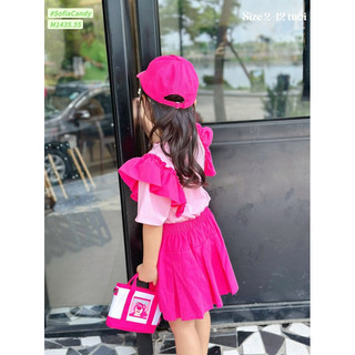 ❌❌XẢ 10/12KG❌❌ Set chân váy kaki xếp ly kèm áo cotton 4C gấu dâu Loso cho bé đi học, đi chơi, đi tiệc Sofia Candy