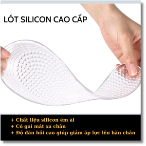 Lót giày silicon, đệm giày silicon cao cấp. Lót đệm giày có gai massage, êm mềm mại giảm đau chân
