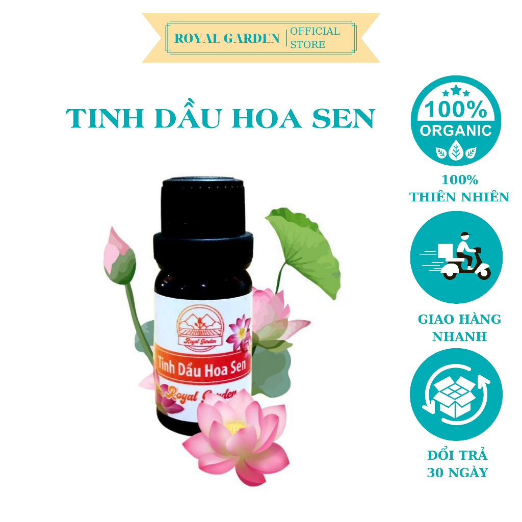 Tinh Dầu Hoa Sen Royal 10ml 50ml Nguyên Chất Giảm Stress Khử Mùi Chống Say Xe Hàng Chính Hãng