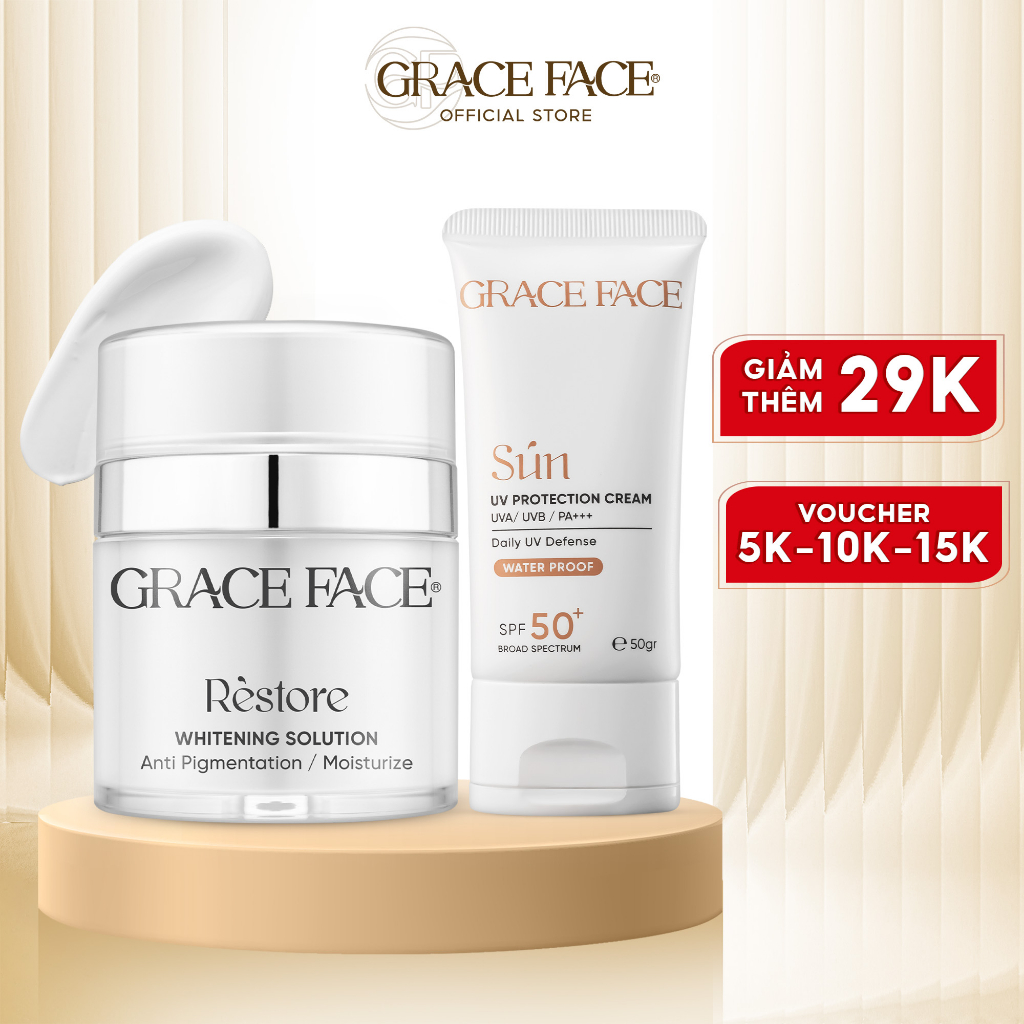 Combo Kem chống nắng Grace Face UV Protection Cream 50ml và Kem dưỡng trắng da 