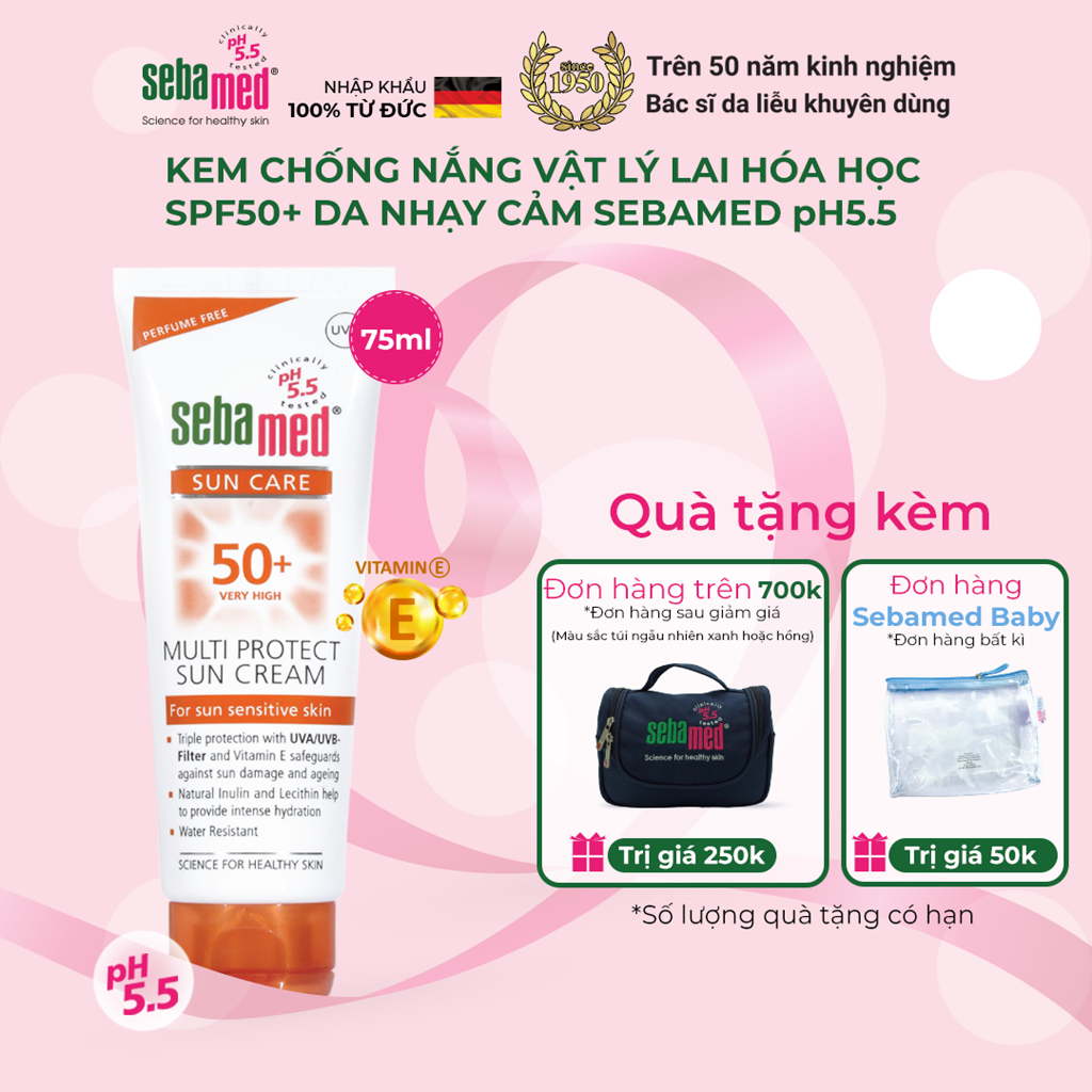 Kem chống nắng cao SPF50+ da nhạy cảm Sebamed Multi Protect Sun Cream (75ml)