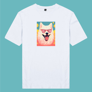 Áo thun ngắn tay unisex nam nữ vải cotton 100% in in hình Yêu thú cưng - Samoyed