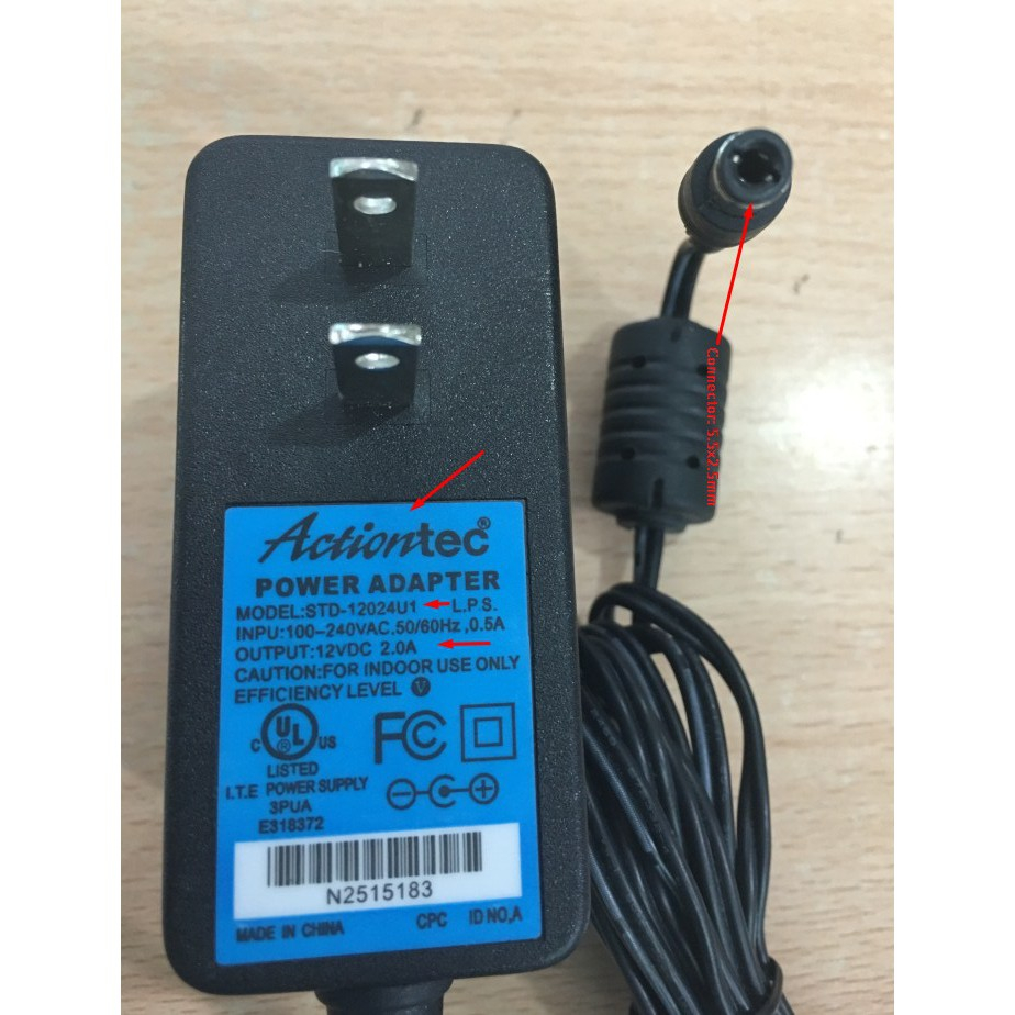 Nguồn Camera, Adapter Actiontec 12v-2A loại tốt dùng cho camera và đèn ...