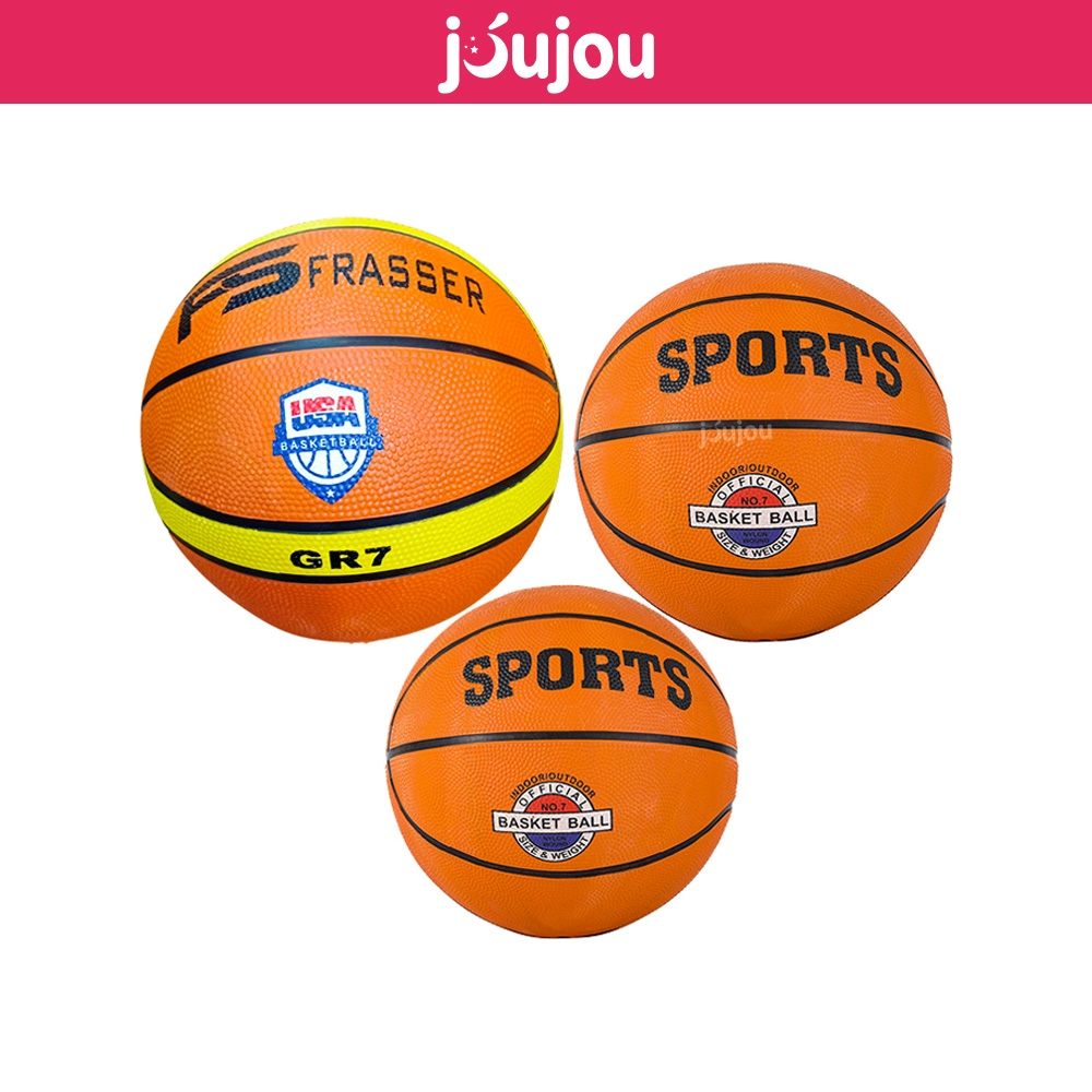 Quả bóng rổ size 3 5 7 dành cho trẻ em và người lớn JuJou chất liệu cao su bền bỉ an toàn (Tặng kim bơm + Túi lưới)