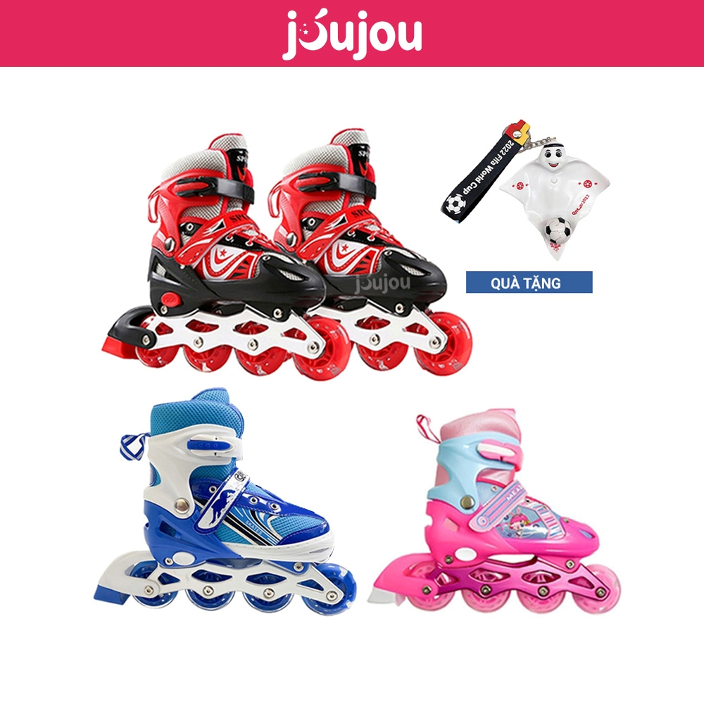 Giày Trượt Patin trẻ em cao cấp JuJou bánh trượt có đèn phát sáng bọc nhựa PU có thể chỉnh size
