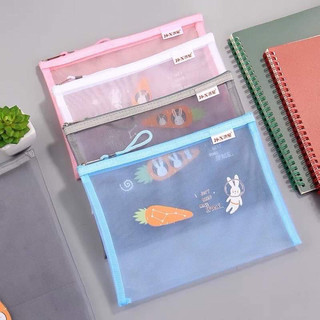 Túi lưới A4 đựng tài liệu, đồ dùng cá nhân, túi lưới kéo khoá cỡ A4 đủ màu hình Baby Three