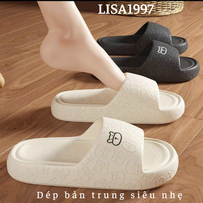 Dép quai ngang hoạ tiết gấu dễ thương, chất PVC nhẹ đế chống trơn mã M22 - ảnh 4