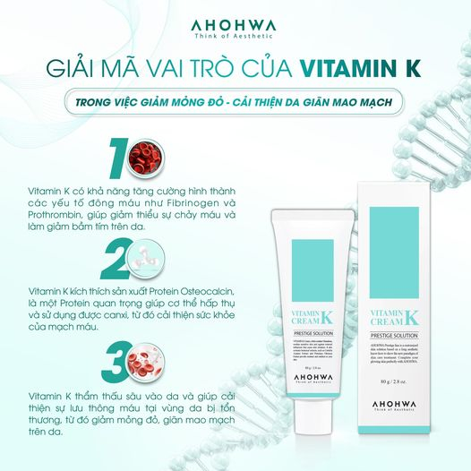 Kem Dưỡng Phục Hồi Ahohwa Vitamin K Cream - Phục Hồi Da Mỏng Đỏ, Giãn Mao Mạch, Làm Dịu Da, Mờ Sẹo