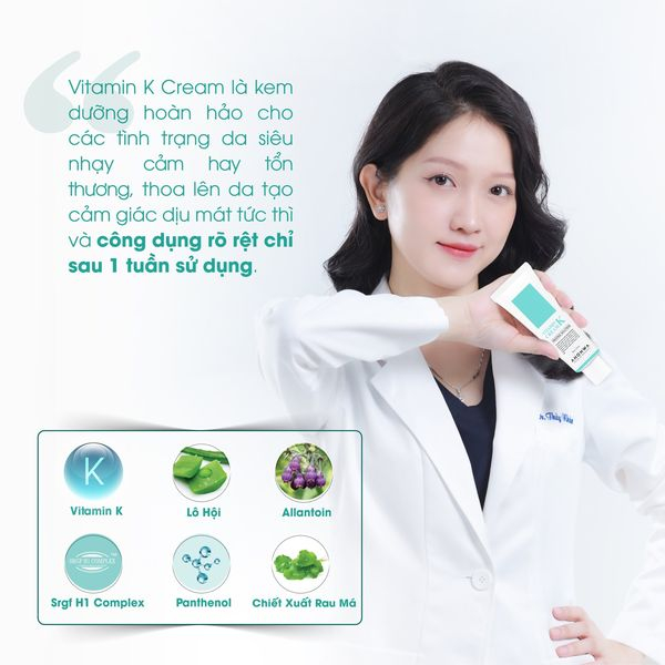 Kem Dưỡng Phục Hồi Ahohwa Vitamin K Cream - Phục Hồi Da Mỏng Đỏ, Giãn Mao Mạch, Làm Dịu Da, Mờ Sẹo