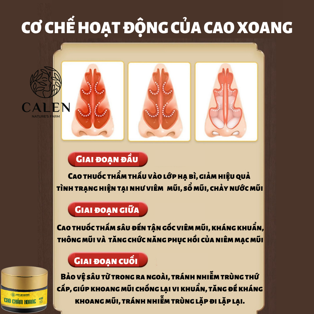 Cao bôi xoang Calen Nature Farm d.ứttt điểm xoang mãn tính, xoang cấp tính, đau xoang, nhức mũi, đọng dờm, chảy nước mũi
