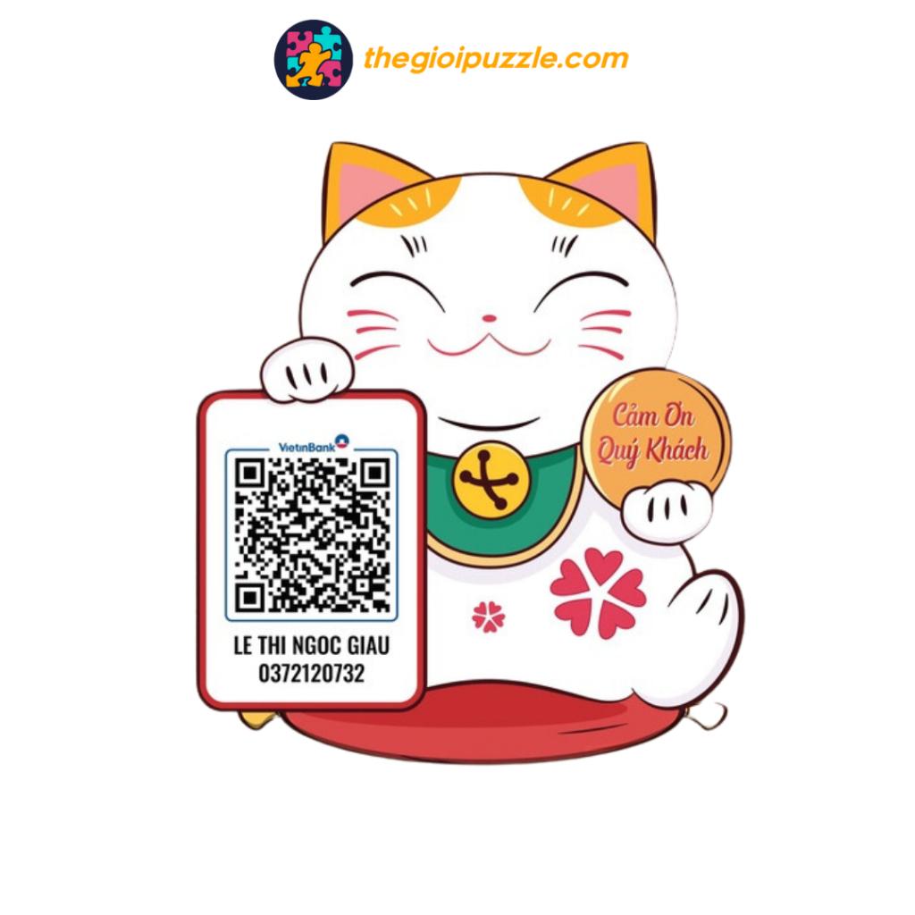 Mã QR hình mèo thần tài cười in theo yêu cầu Thegioipuzzle ...