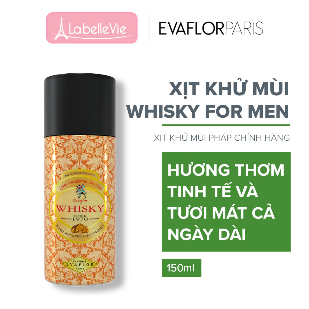 Ảnh Xịt khử mùi toàn thân nam Evaflor Whisky For Men chính hãng Pháp hương tuyết tùng cho quý ông sang trọng 150ml 2
