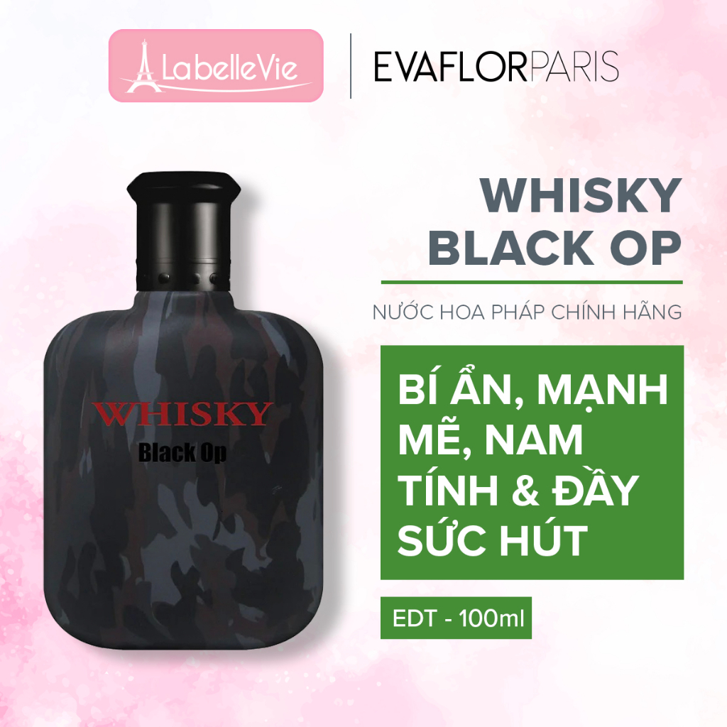 Nước hoa Evaflor Whisky Black Op chính hãng Pháp hương thơm bí ẩn, mạnh mẽ và cuốn hút dành cho nam 100ml