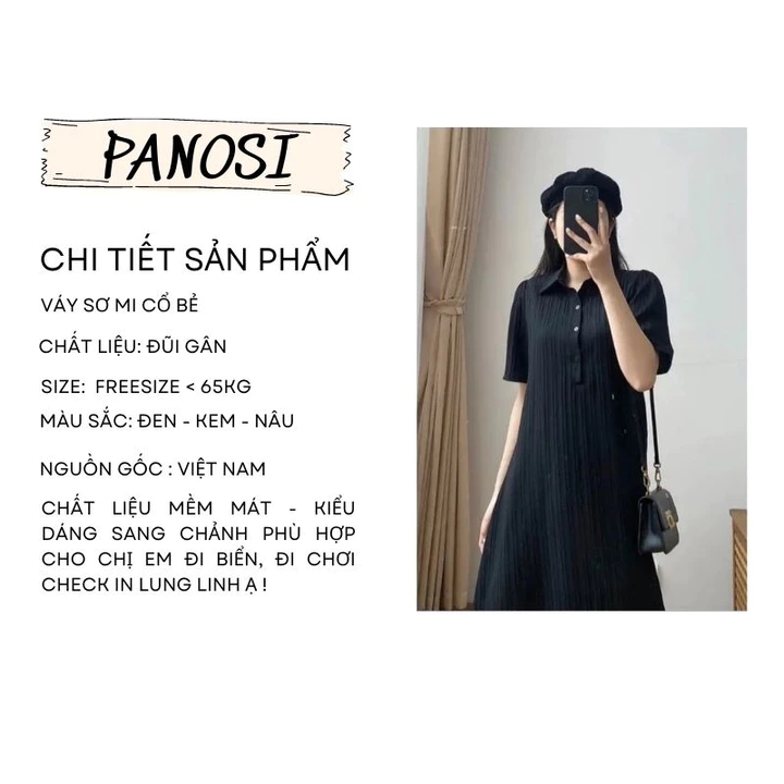 Váy suông đầm suông đầm polo chất đũi gân thiết kế dáng sơ mi tay cộc form rộng (KHÔNG KÈM VÁY 2 DÂY LÓT) PANOSI - V9