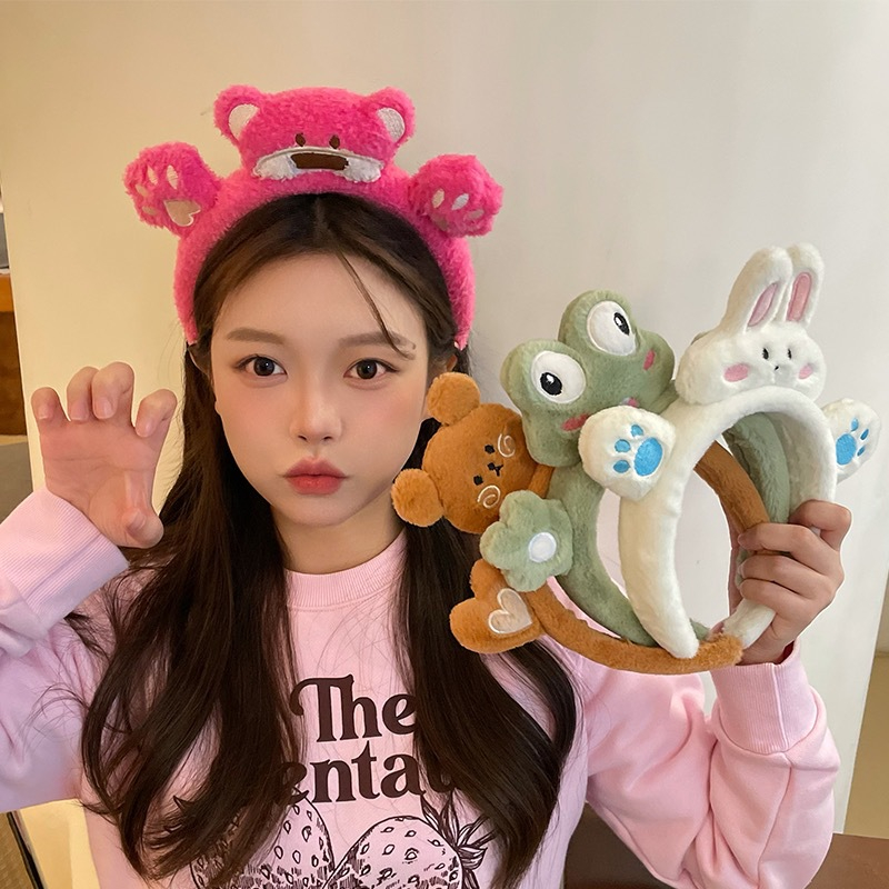 Băng đô rửa mặt bờm cute cài tóc dễ thương chống trơn trượt, lông mềm mại phong cách Hàn Quốc trẻ em, người lớn