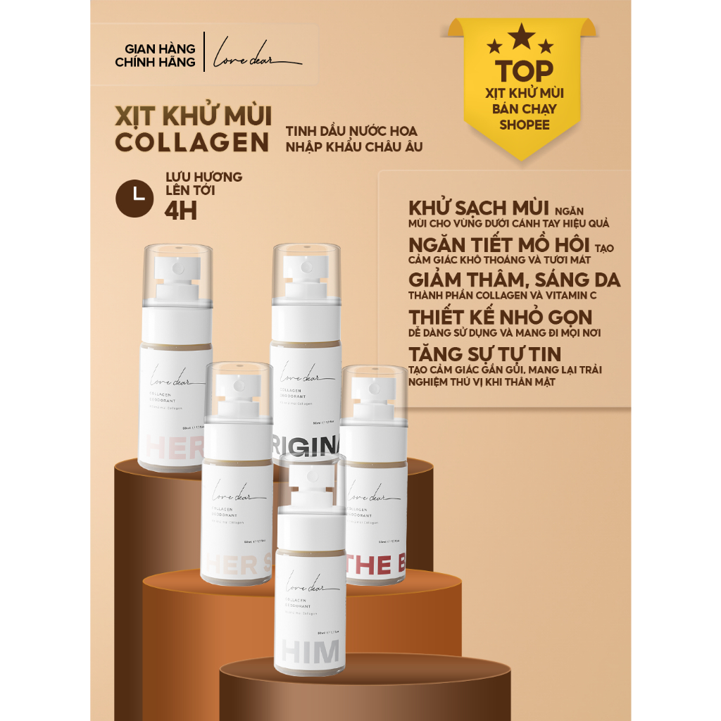 Ảnh Xịt Khử Mùi Nước Hoa LoveDear - Có Collagen Và Vitamin C E Dưỡng Trắng Da Nhiều Mùi unisex 50ml 1