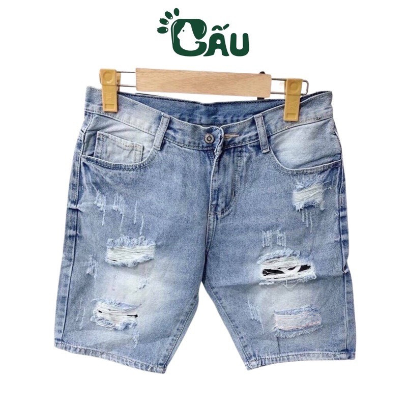 Quần short jean Nam Gấu 194 vải jeans bò co dãn, mềm mịn form slimfit 201