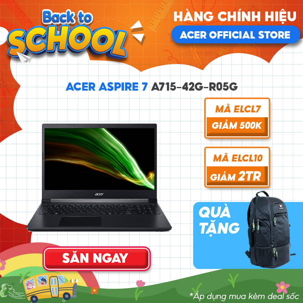 [Mã ELCL12 giảm 12% đơn 10TR] Laptop Acer Aspire 7 A715-42G-R05G (R5-5500U | 8GB | 512GB |15.6 FHD 144Hz | Win 11)