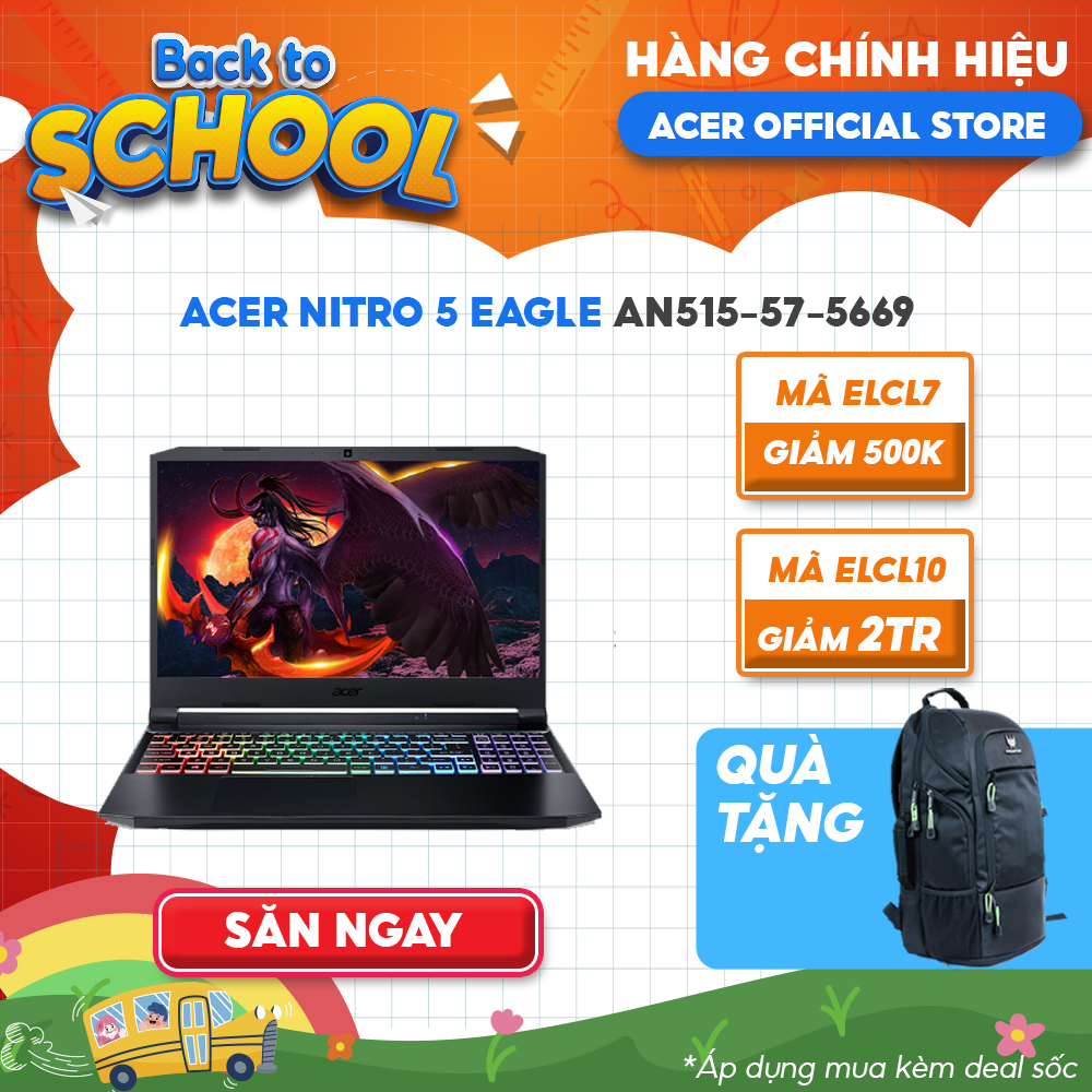[Mã ELCL12 giảm 12% đơn 10TR] Laptop Acer Nitro 5 Eagle AN515-57-5669 i5-11400H | 8GB | 512GB | Win 11
