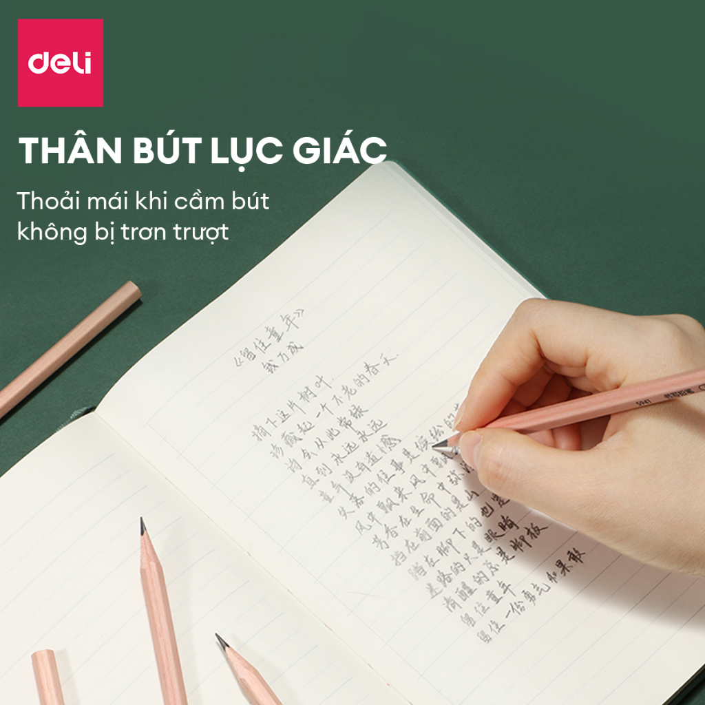 Hộp 30 bút chì HB 2B Deli - Chì đen đậm đều nhạy với máy chấm thi An toàn luyện viết chữ vẽ mỹ thuật phác thảo