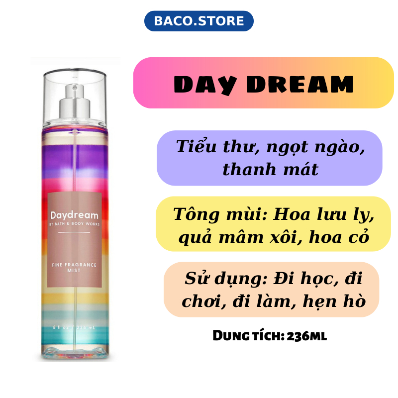 body mist Xịt thơm toàn thân Day Dream 236ml nhẹ nhàng