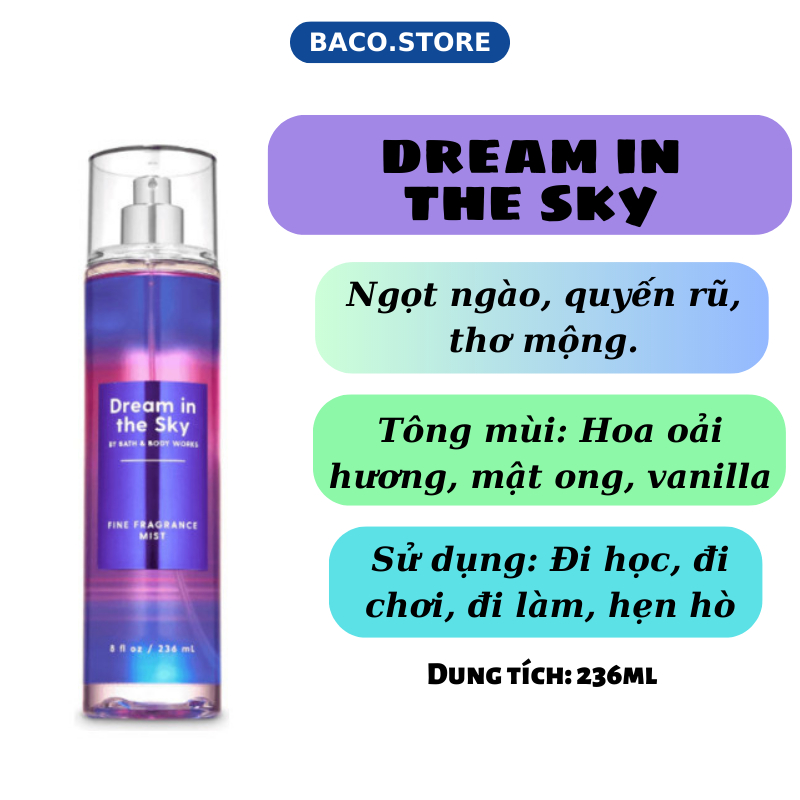 Xịt thơm toàn thân Dream in the Sky 236ml nhẹ nhàng